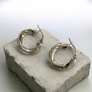 Twisted Thick Sterling Silver Hoop Earrings
